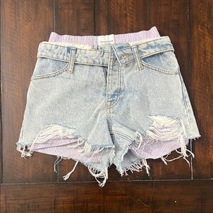 Alexander Wang Light Blue Frayed Jean Shorts